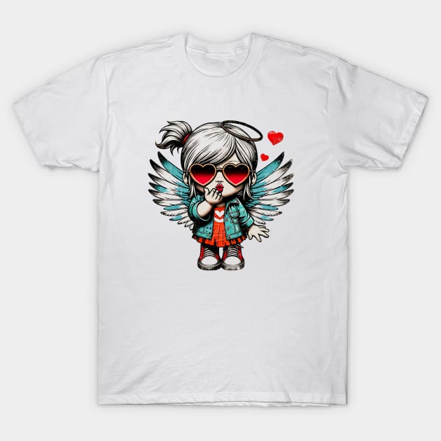 Retro Romance: Pop Art Cupid Kisses Valentine's Shirt T-Shirt by Klimek Prints